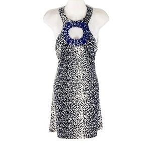 Cache black white leopard cutout jersey dress H27